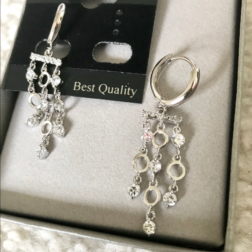 Silver earring W Rhinestone - Picture 3 of 4